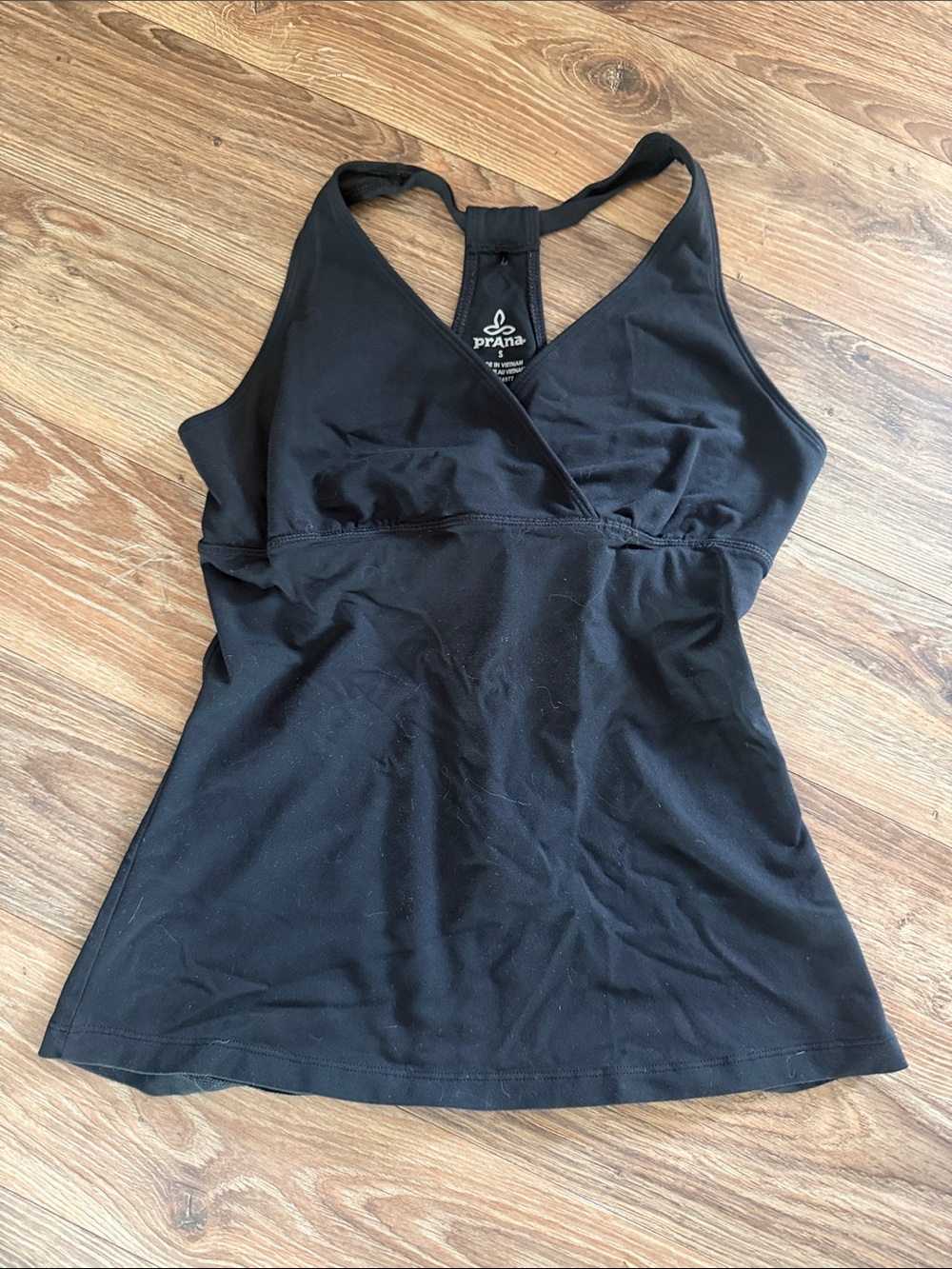 Prana Black Crossback Tank with Surplice Front